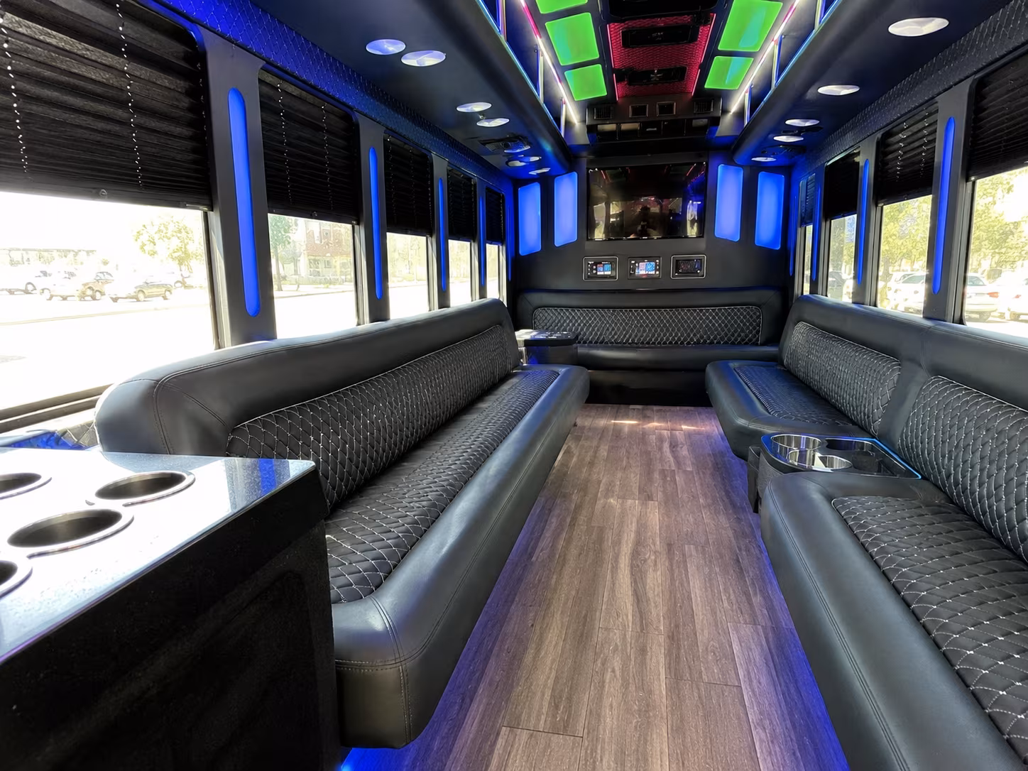 parma 15 passenger party bus inside