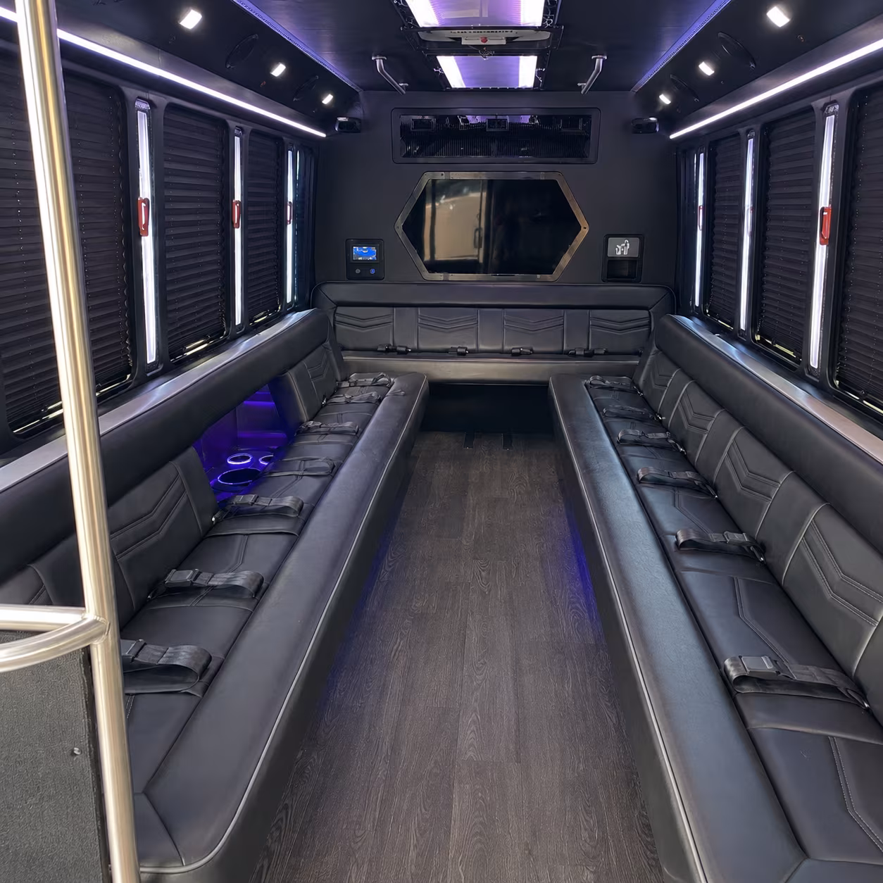 parma 18 passenger party bus interior