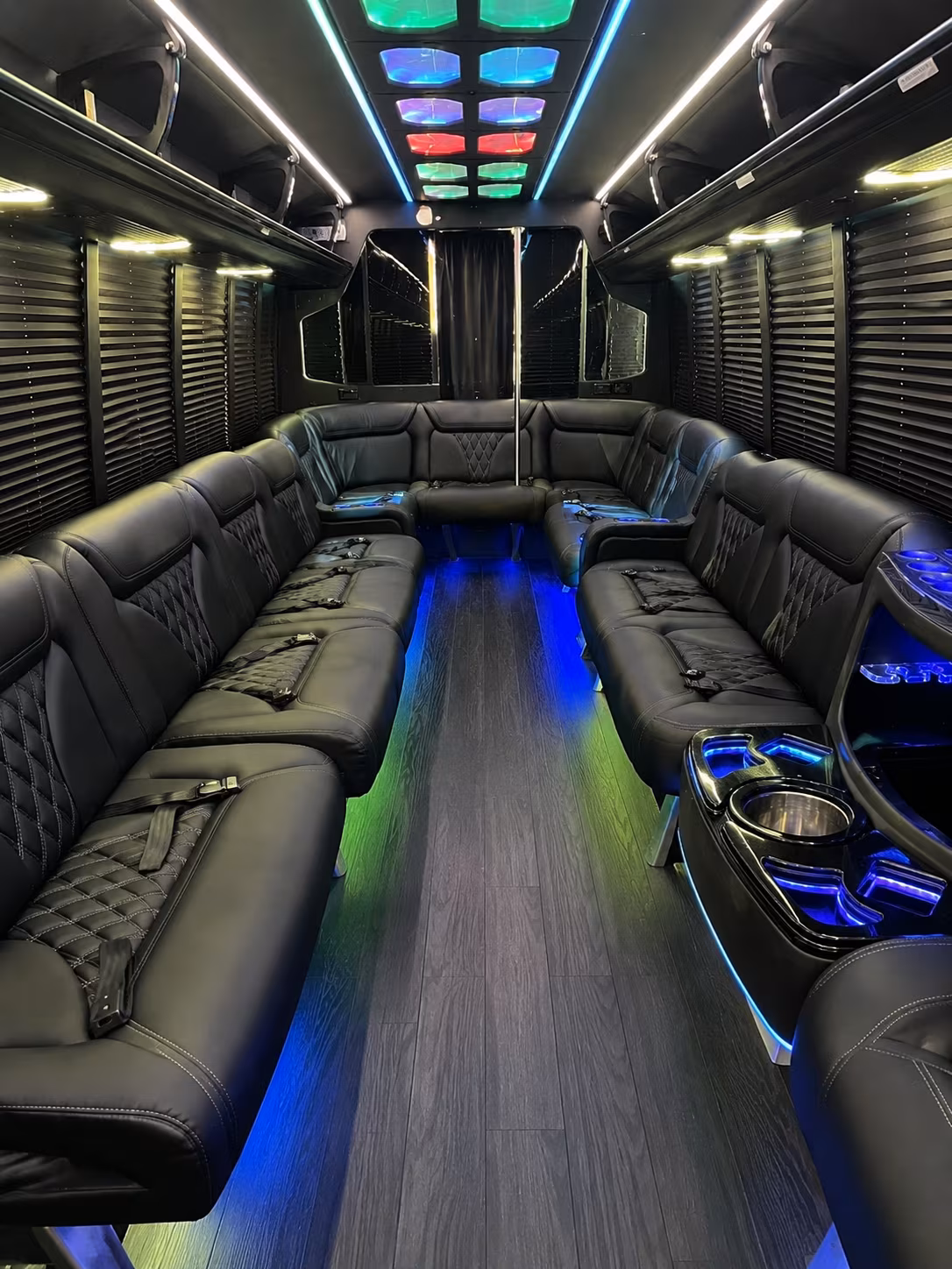 parma 20 passenger party bus interior