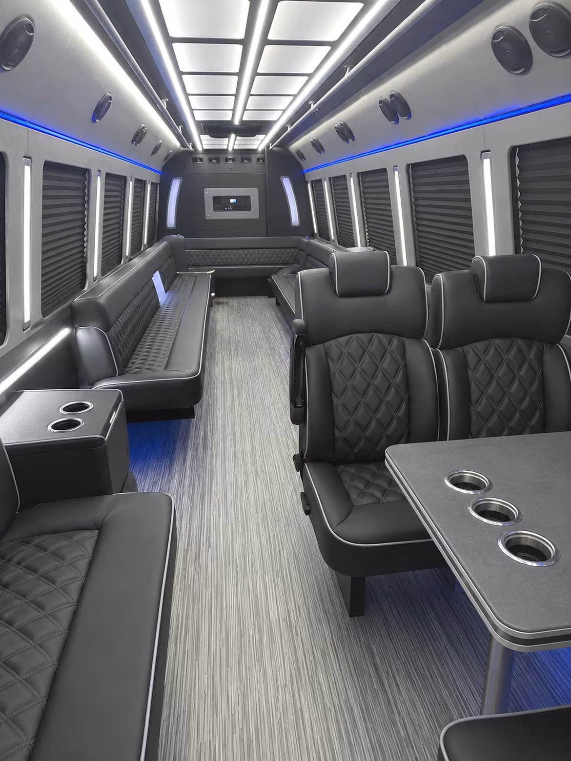 parma 25 passenger party bus inside