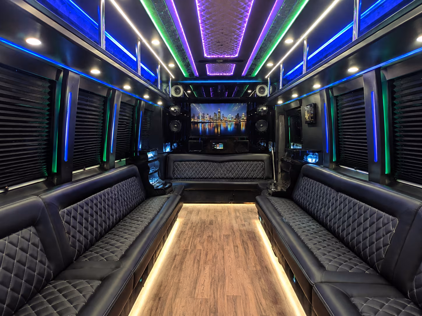 parma 25 passenger party bus interior