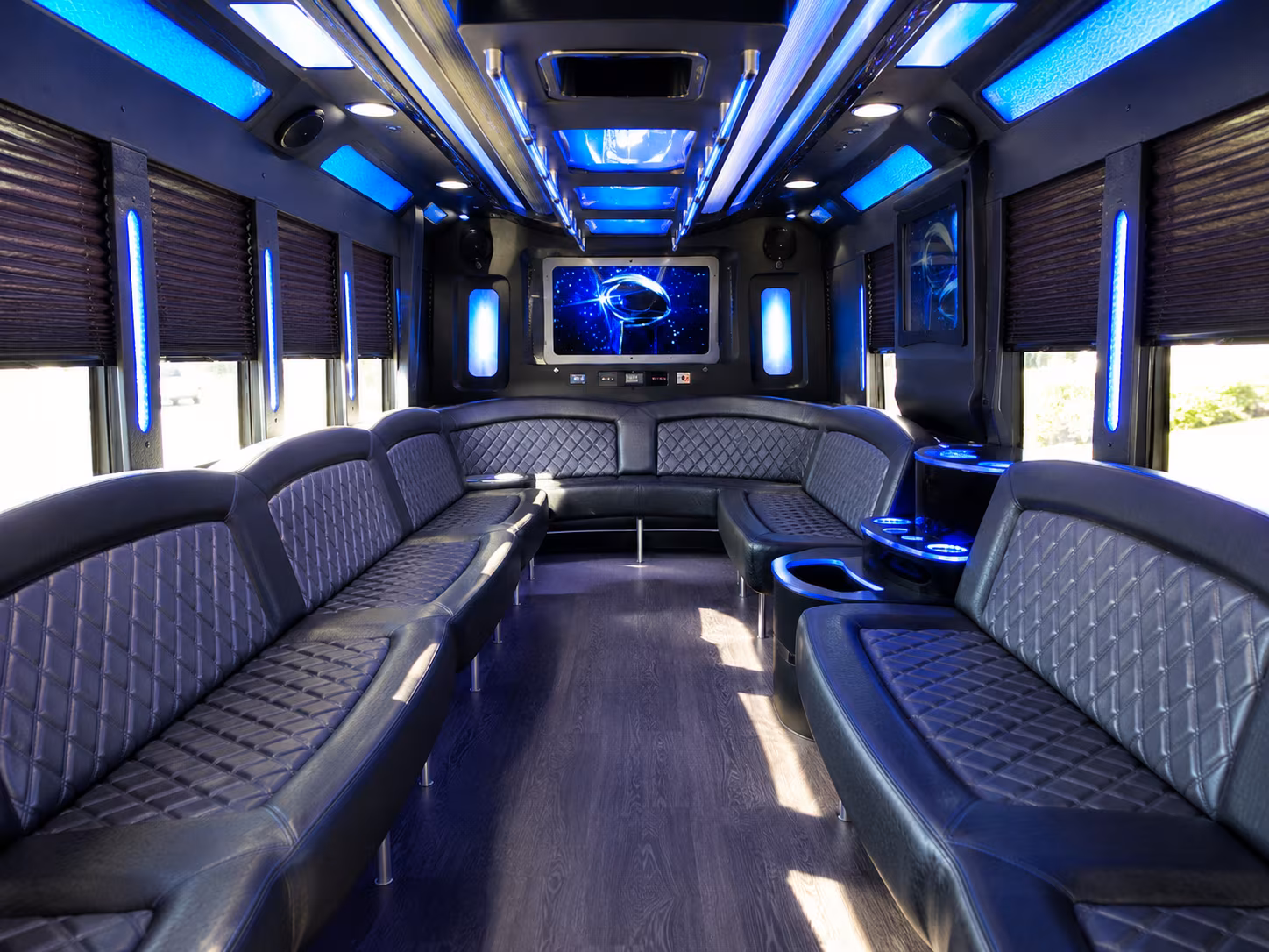 parma 28 passenger party bus inside