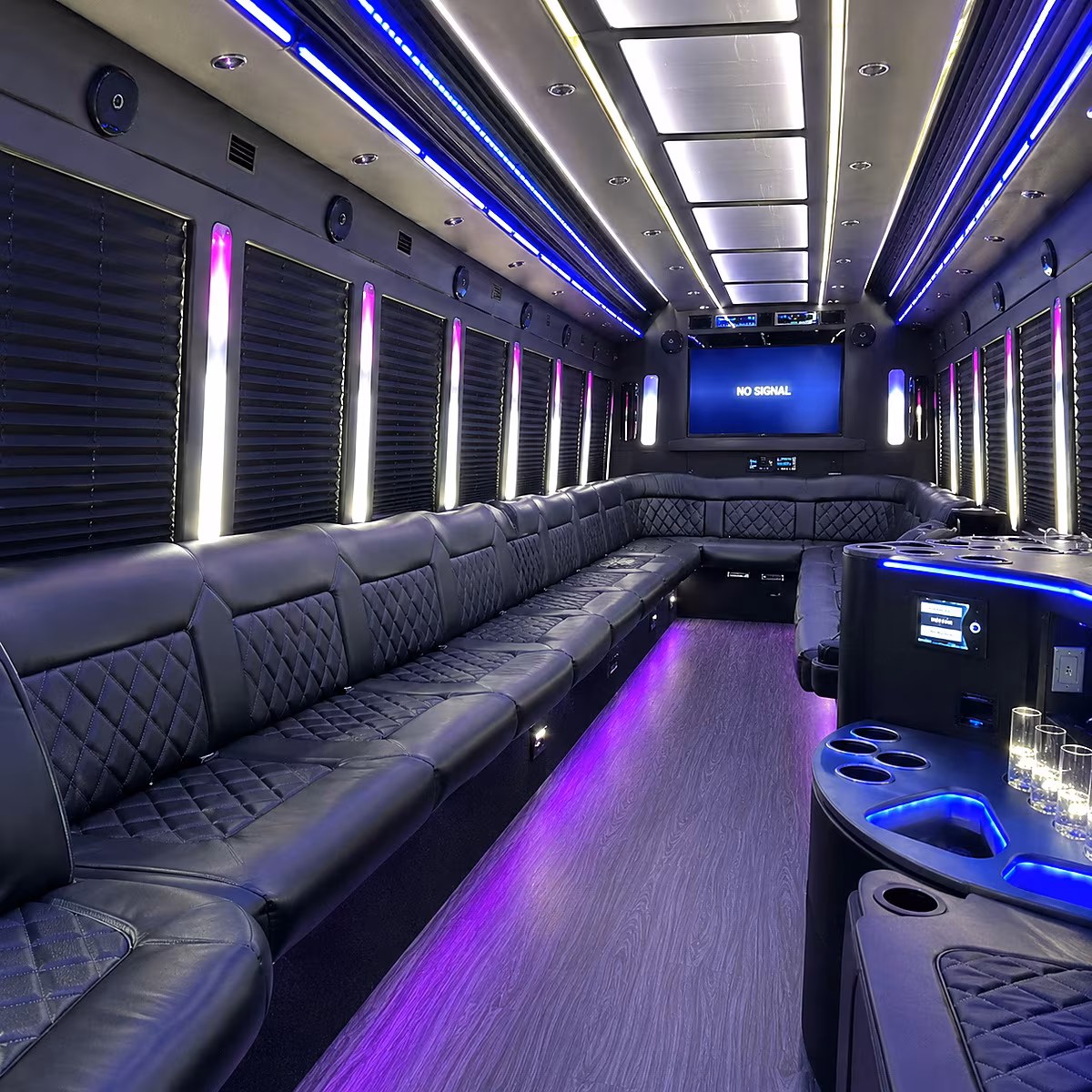 parma 30 passenger party bus inside