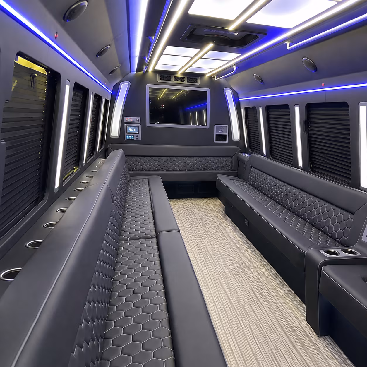 parma 40 passenger party bus inside