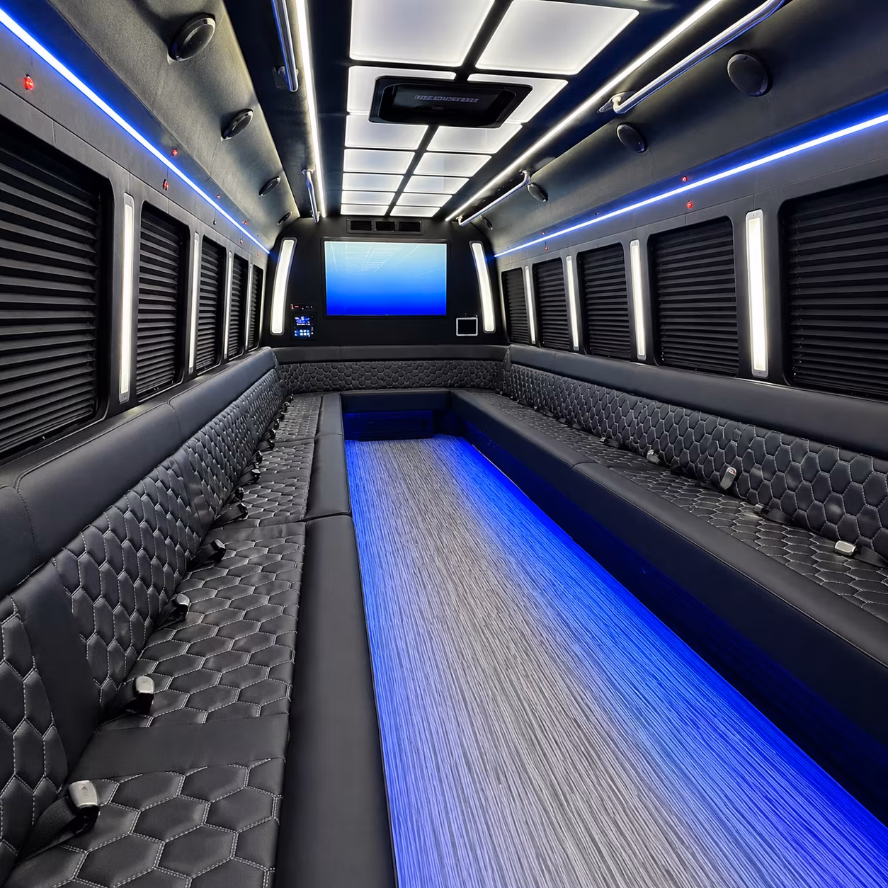 parma 50 passenger party bus inside
